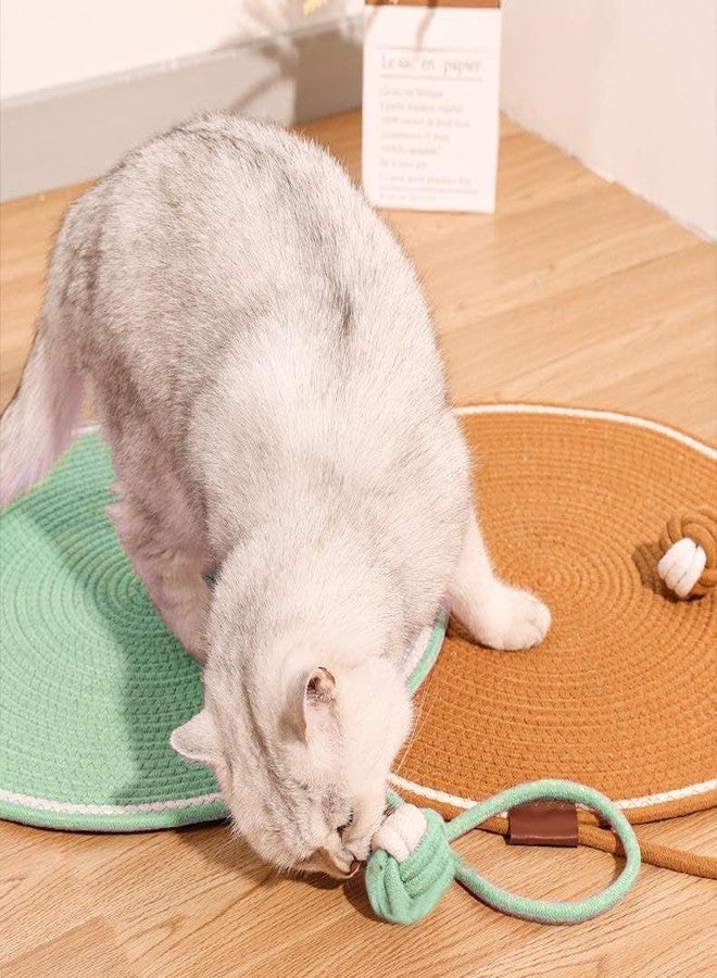 Swejos Natural Cotton Rope Scratch Pad, 15.7'' Round Horizontal Floor Scratching Mat for Indoor Cats, Furniture Protector for Wall, Couch, Carpets, Sofas - Image 4